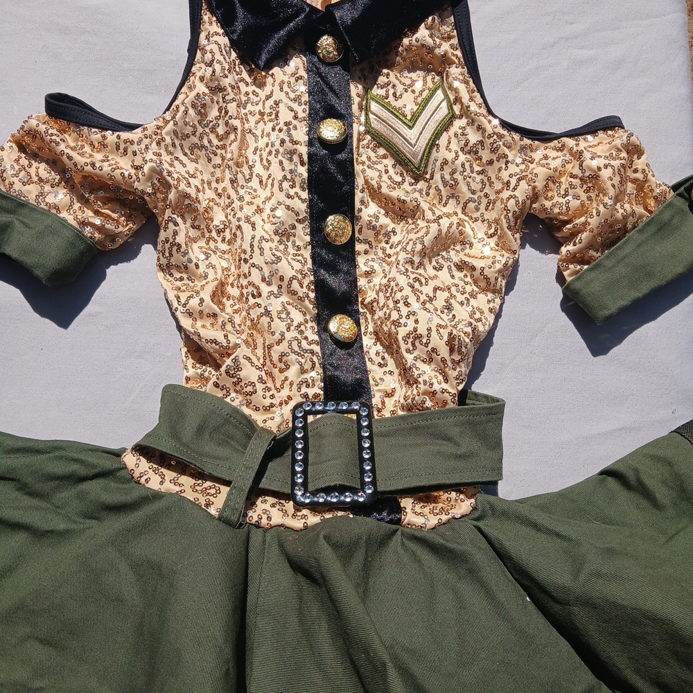 Weissman Gold and Green Sequin Dance Costume
